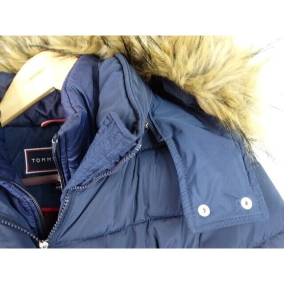 Tommy Hilfiger Women's Jacket Size Small Blue Puffer Puffy Faux Fur Hood Coat - Picture 3 of 13